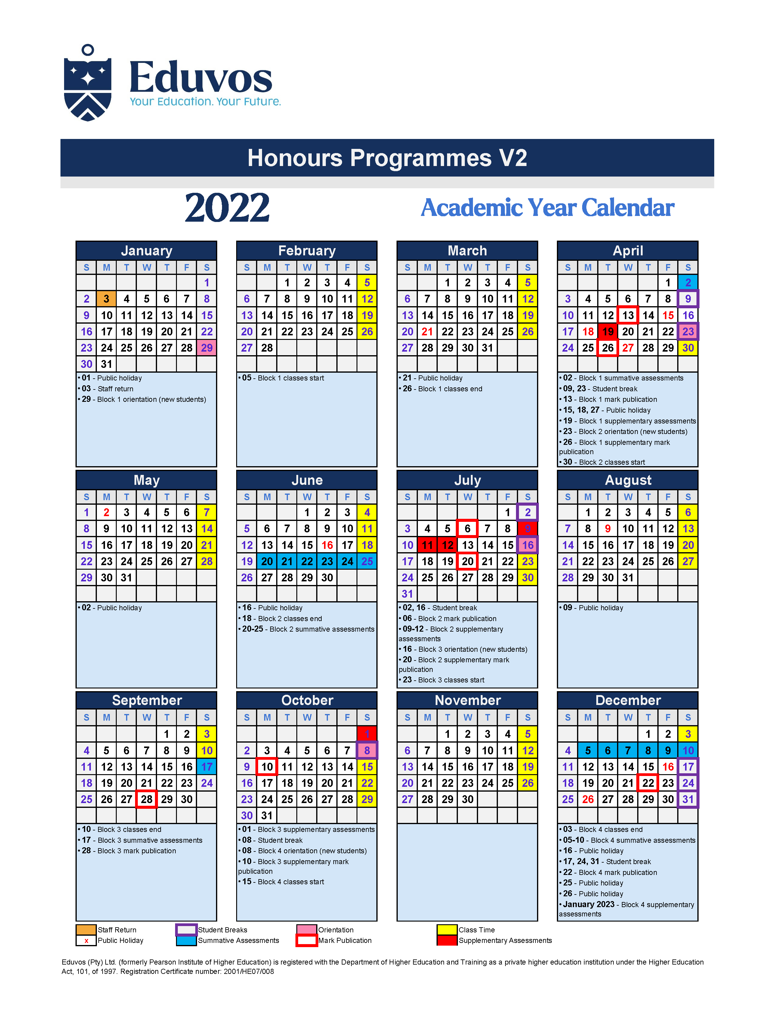 Academic Calendar Eduvos Your Education. Your Future.